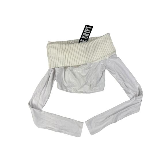 The Kript - Binita Off Shoulder Sweater in White - Picture 1 of 4